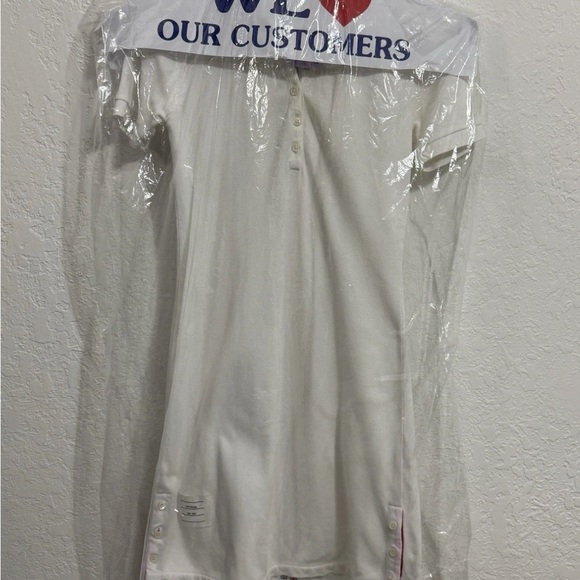 Thom Browne White Polo Dress just dry cleaned stripe on back size 1 pique style Thom Browne White Polo Dress just dry cleaned stripe on back size 1 pique style